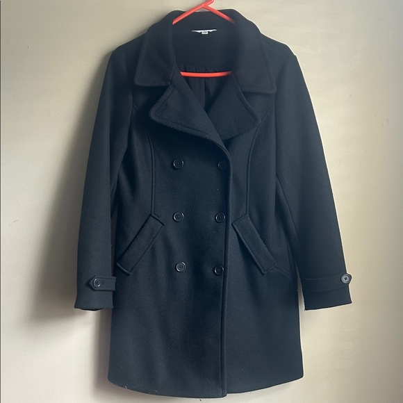 Time & Tru black double-breasted peacoat 100% polyester size M 8/10 - Picture 2 of 7